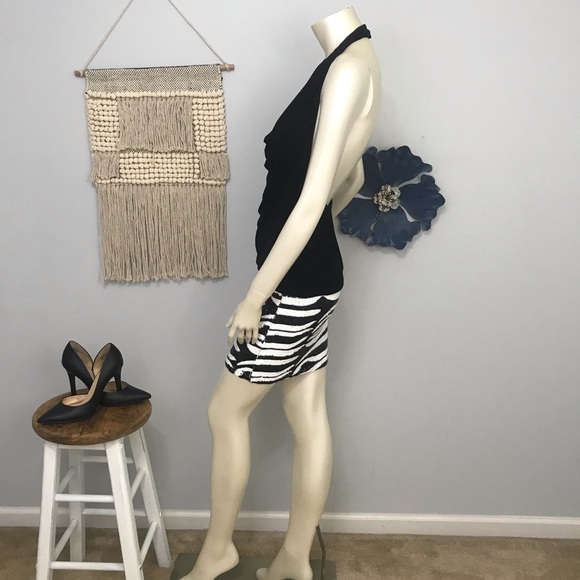 Y2K Bebe sequin zebra print halter dress - Picture 5 of 8